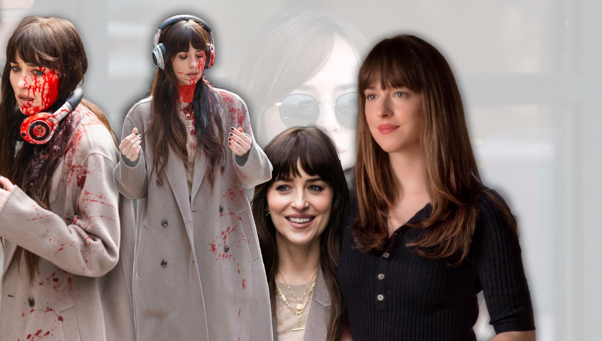 Dakota Johnson as Lowen Ashleigh in Verity with fake blood