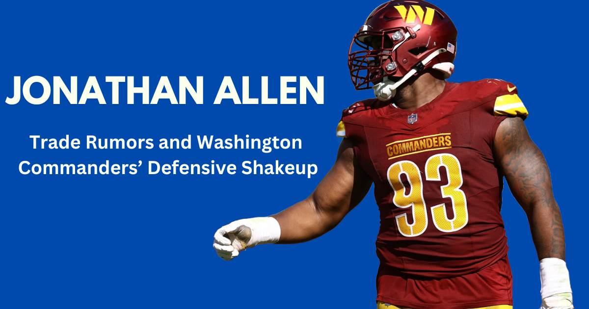 Jonathan Allen in a Washington Commanders jersey during a game.